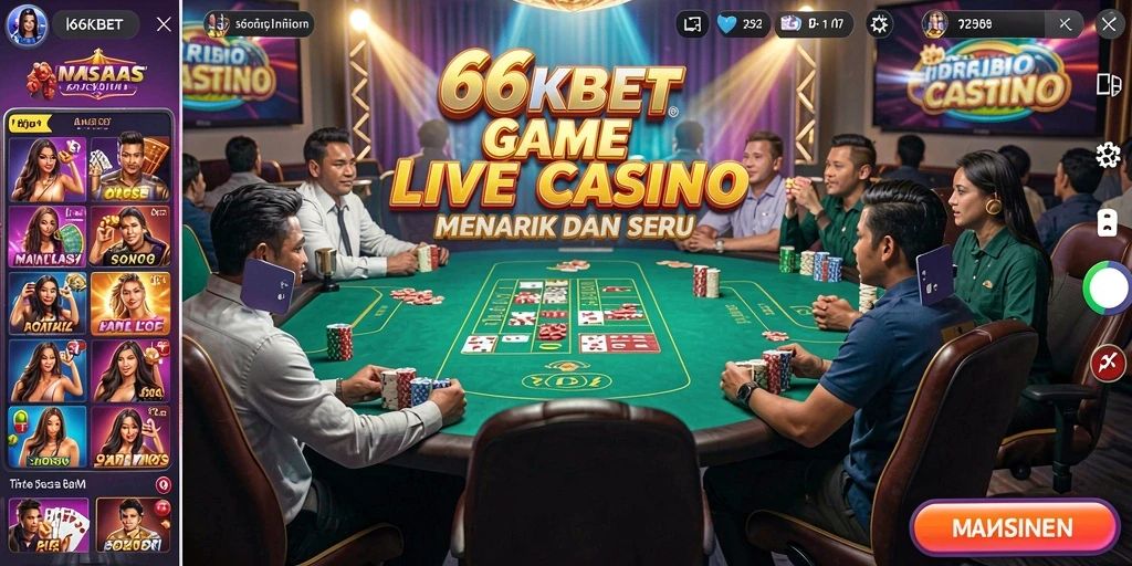 Tampilan gameplay Live Casino yang menarik dan interaktif di 66KBET.