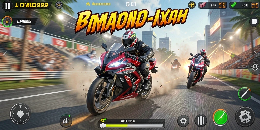 Tampilan gameplay balapan motor yang seru di DMD999.