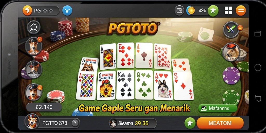 Screenshot gameplay PGTOTO menampilkan momen seru permainan Gaple.